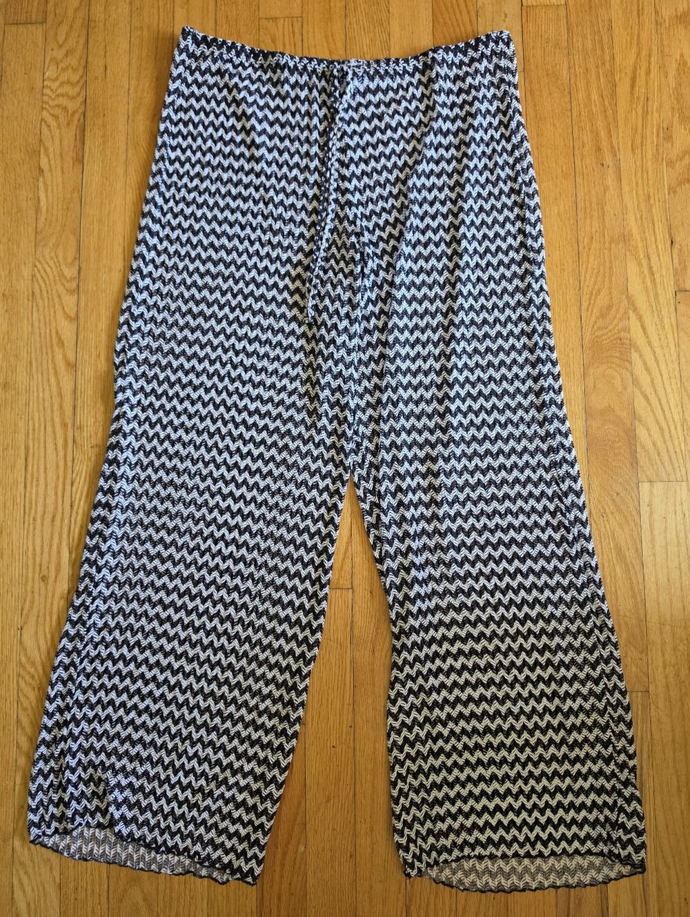 Swimsuits For All Wide Leg Zigzag Swim Coverup Pants Black White Sz 18/20
